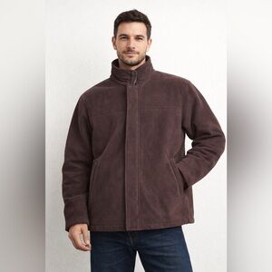 RAINFOREST Men's Dark Brown Suede-Look Zip Jacket